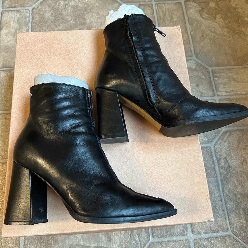 Italian Leather Boots with Block heel
